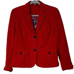 Adagio Blazer Red Linen Blend Floral Lining  8/10